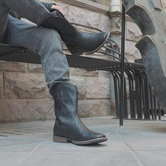 Cowboy Boots For Men Western Ostrich Wide Durable Fashionable Embroidered - Picture 5 of 5